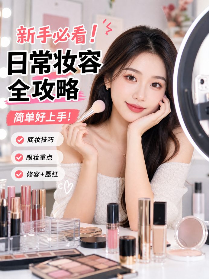 抖音揭秘美妆视频教程-日常妆容全攻略
